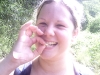 Eating a bamboo worm, yummmy!